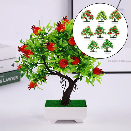 Artificial Fruits Lemon Apple Orange Simulated Bonsai Home Decoration Potted Plant Living Room Ornament Fake Tree Plants