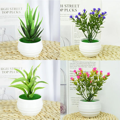 Small Tree Plants Fake Flowers - Potted Ornaments for Home, Office, and Table Decoration