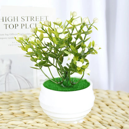 Small Tree Plants Fake Flowers - Potted Ornaments for Home, Office, and Table Decoration