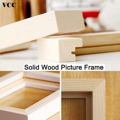 Natural Wooden Picture Frames – Classic Photo Frames with Plexiglass for Wall Hanging