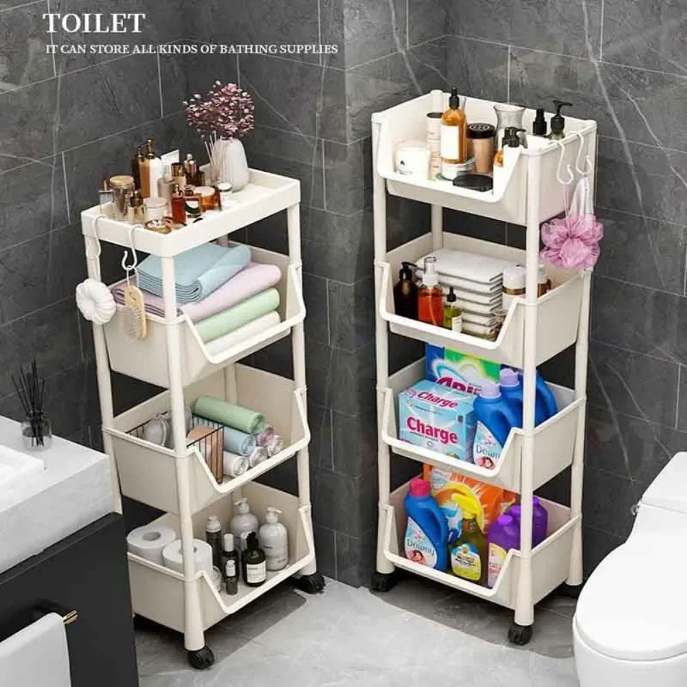 Multifunctional Storage Rack Trolley Bookshelf – Narrow Slit Storage Cabinet