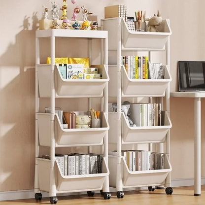 Multifunctional Storage Rack Trolley Bookshelf – Narrow Slit Storage Cabinet