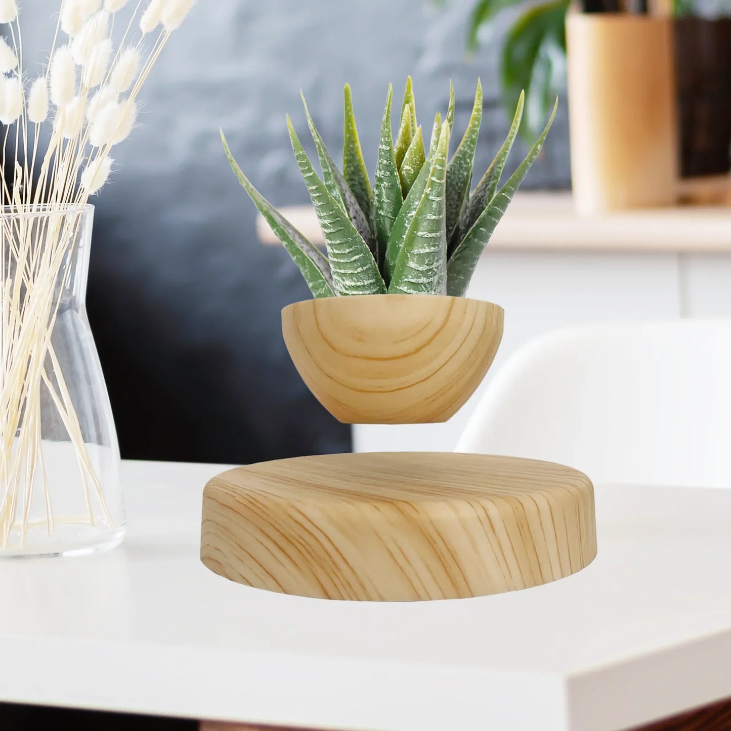 Marble-Style Levitating Plant Pot – Modern Home Decor