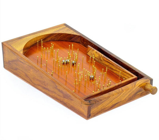 Vintage Style Tabletop Wooden Pinball Game | Bagatelle Game | Spring Plunger | Brass Pins and Steel Balls | Best Christmas Gift for Adults