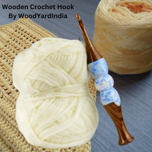 Wooden Resin Crochet Hook - Handmade Premium Quality, Ergonomic Design & Unique Patterns for Comfortable Crochet Experience Size 6.5 mm